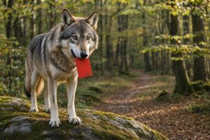 Europese wolf met rode kaart